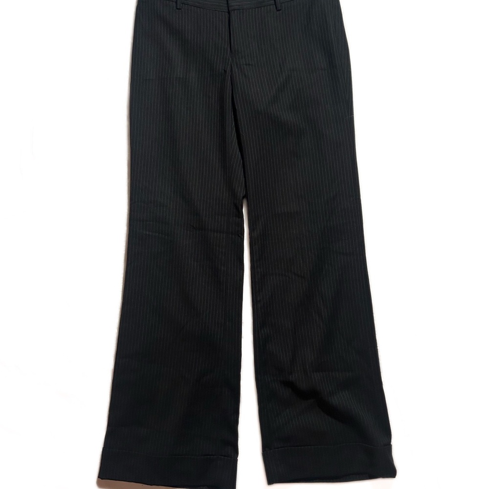 Black Pinstripe Wide-Leg Trousers